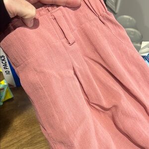 High Waisted Plicated Wide Leg Flowy Solid Palazzo Casual Linen-Feel Pants